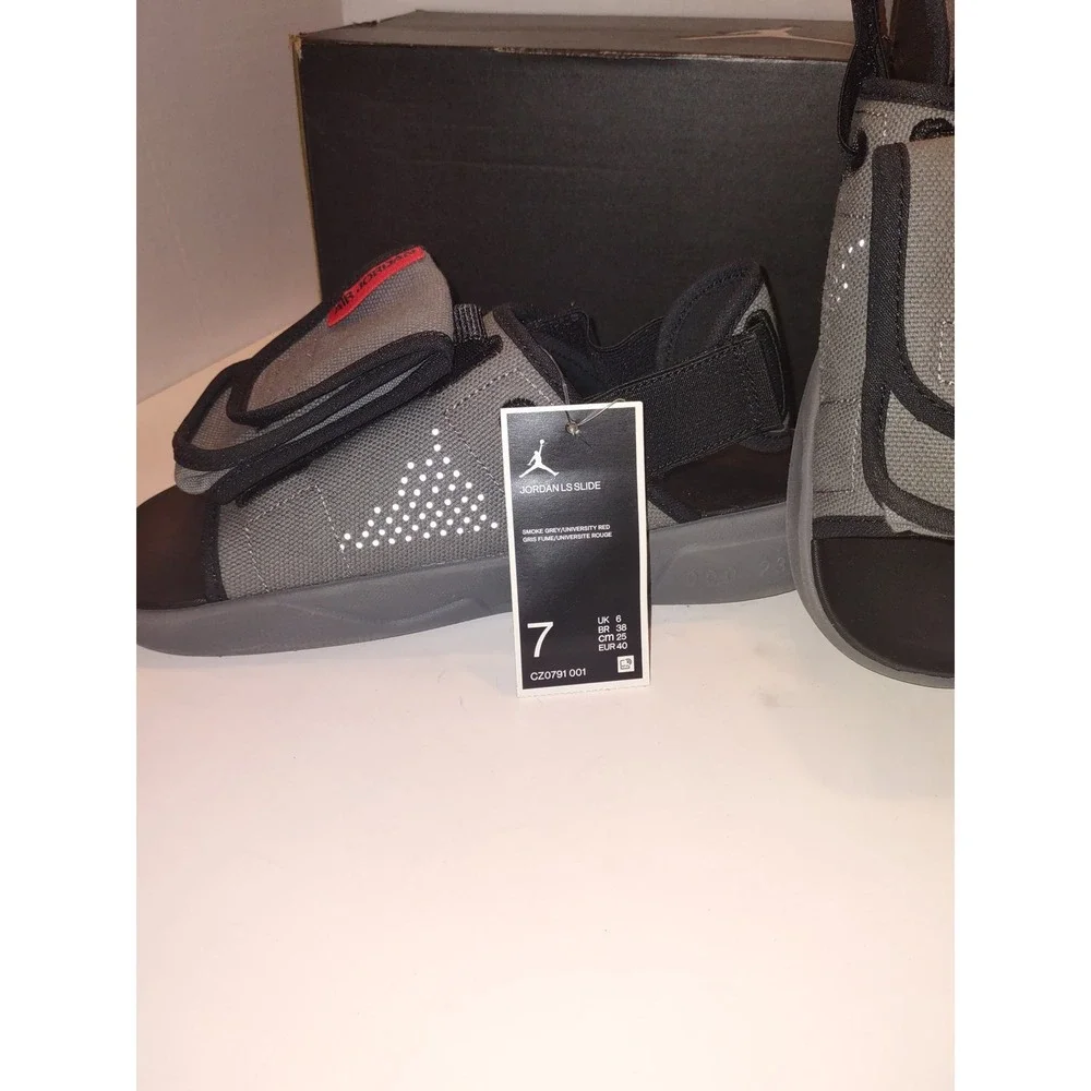 NIB Nike Jordan LS Slide Sandals Smoke Grey University Red Mens Size 7 CZ0791001